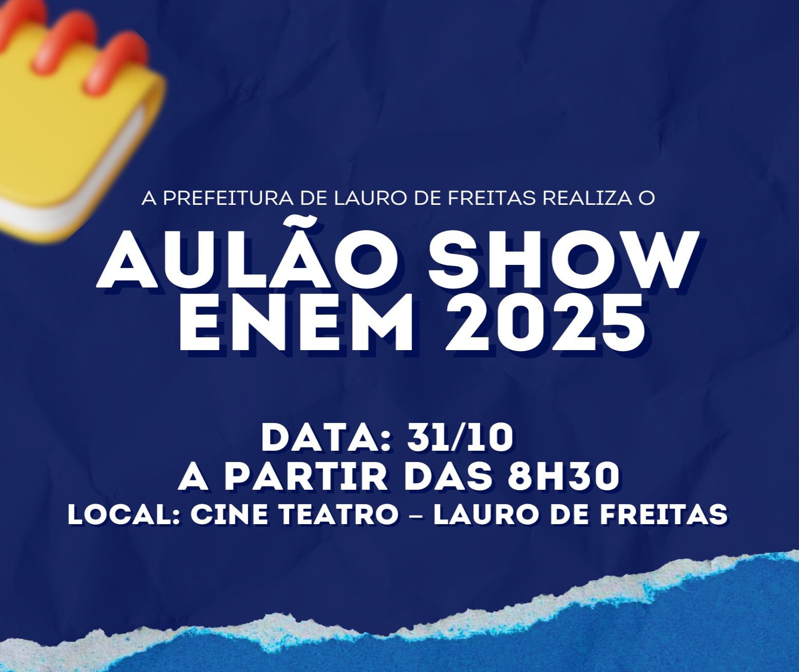 Lauro de Freitas terá aulão gratuito de preparação para o ENEM 2025